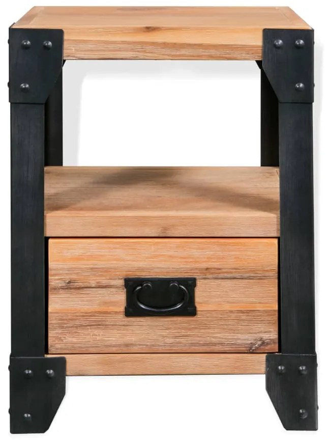 Mesa de cabeceira 40x30x54 cm madeira de acácia maciça e aço