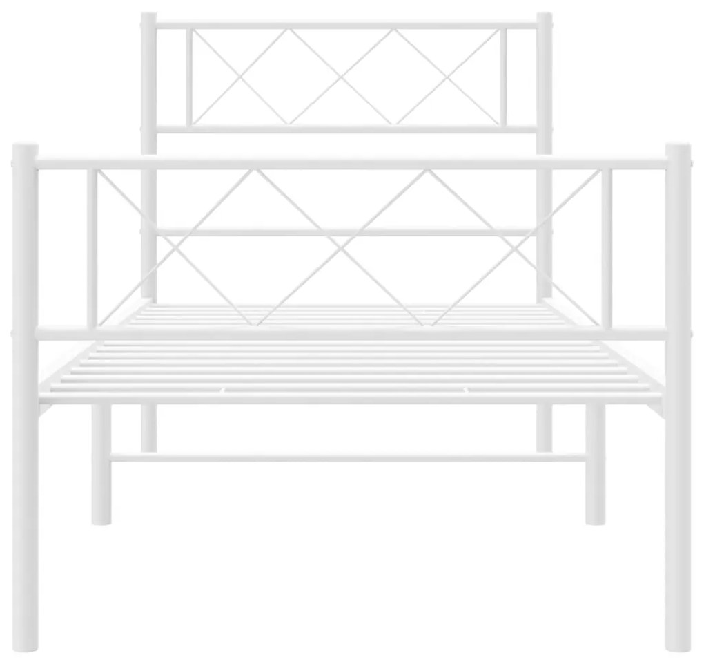 Estrutura de cama com cabeceira e pés 75x190 cm metal branco