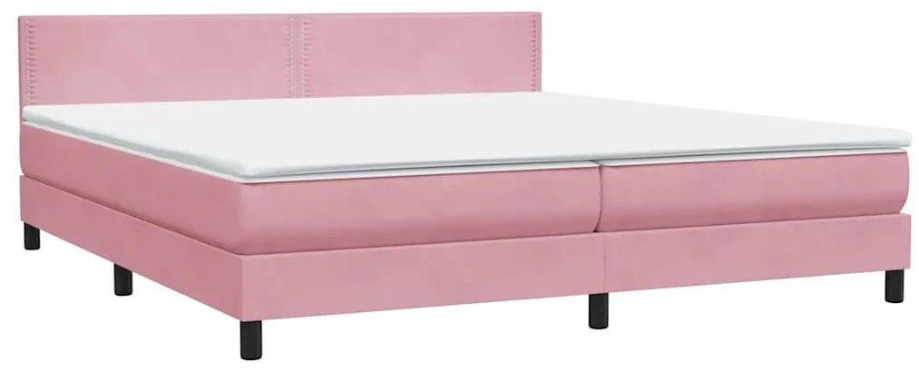 Cama com molas colchão 200x210 cm veludo rosa