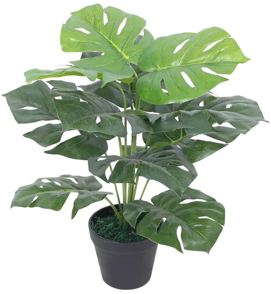 Planta costela-de-adão artificial com vaso 45 cm verde