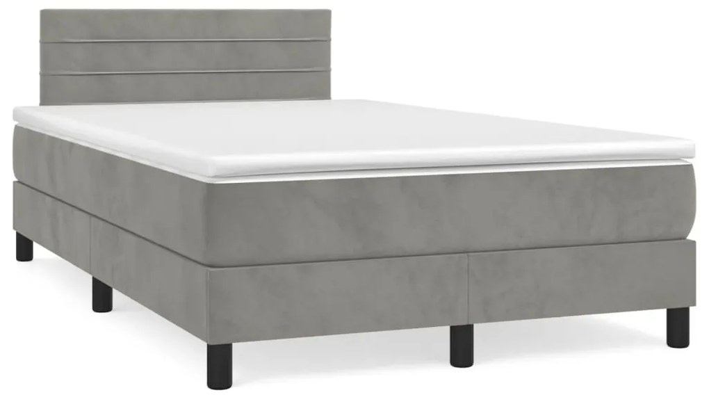 vidaXL Cama boxspring com colchão 120x190 cm veludo cinzento-claro