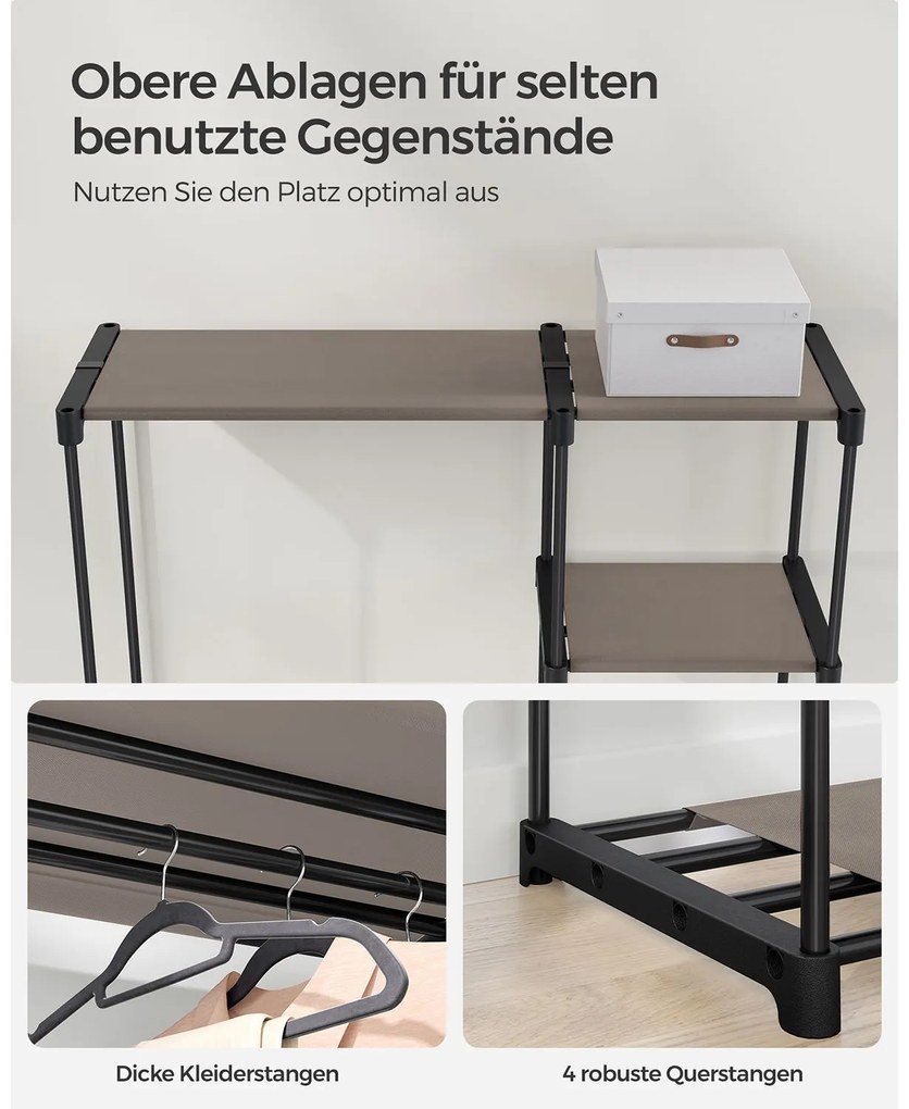 Guarda roupa aberto com varões para roupa 43 x 124 x 182 cm Castanho-greige