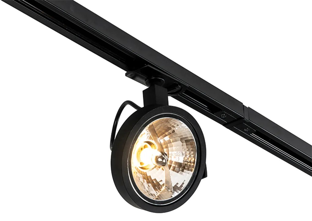 Sistema de calhas com 5 focos preto monofásico - Go Moderno