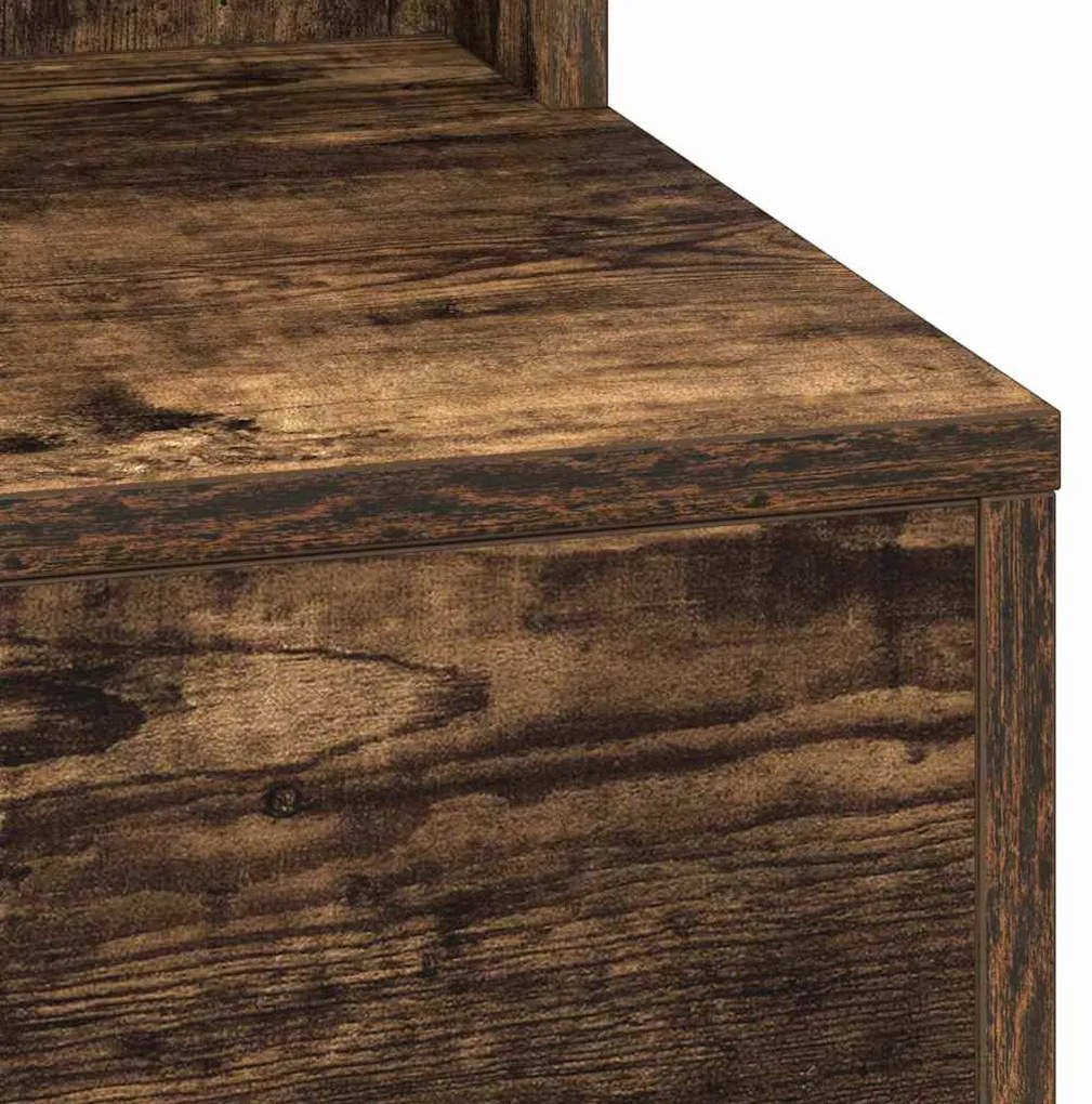 Mesa de Maquilhagem com Luzes LED em Carvalho Fumado 50x41x135 cm