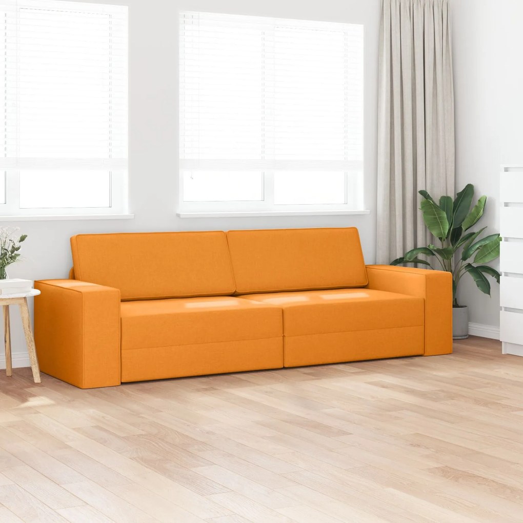 Sofá Cama de Chão 2-em-1 Amarelo Escuro 245x150x60.5 cm Tecido