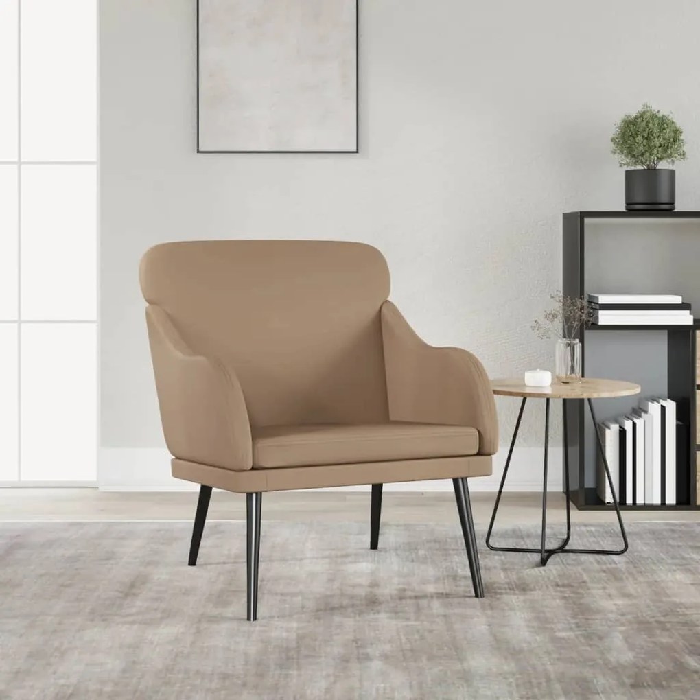 351429 vidaXL Cadeira c/ apoio braços 63x76x80 cm couro artificial cappuccino
