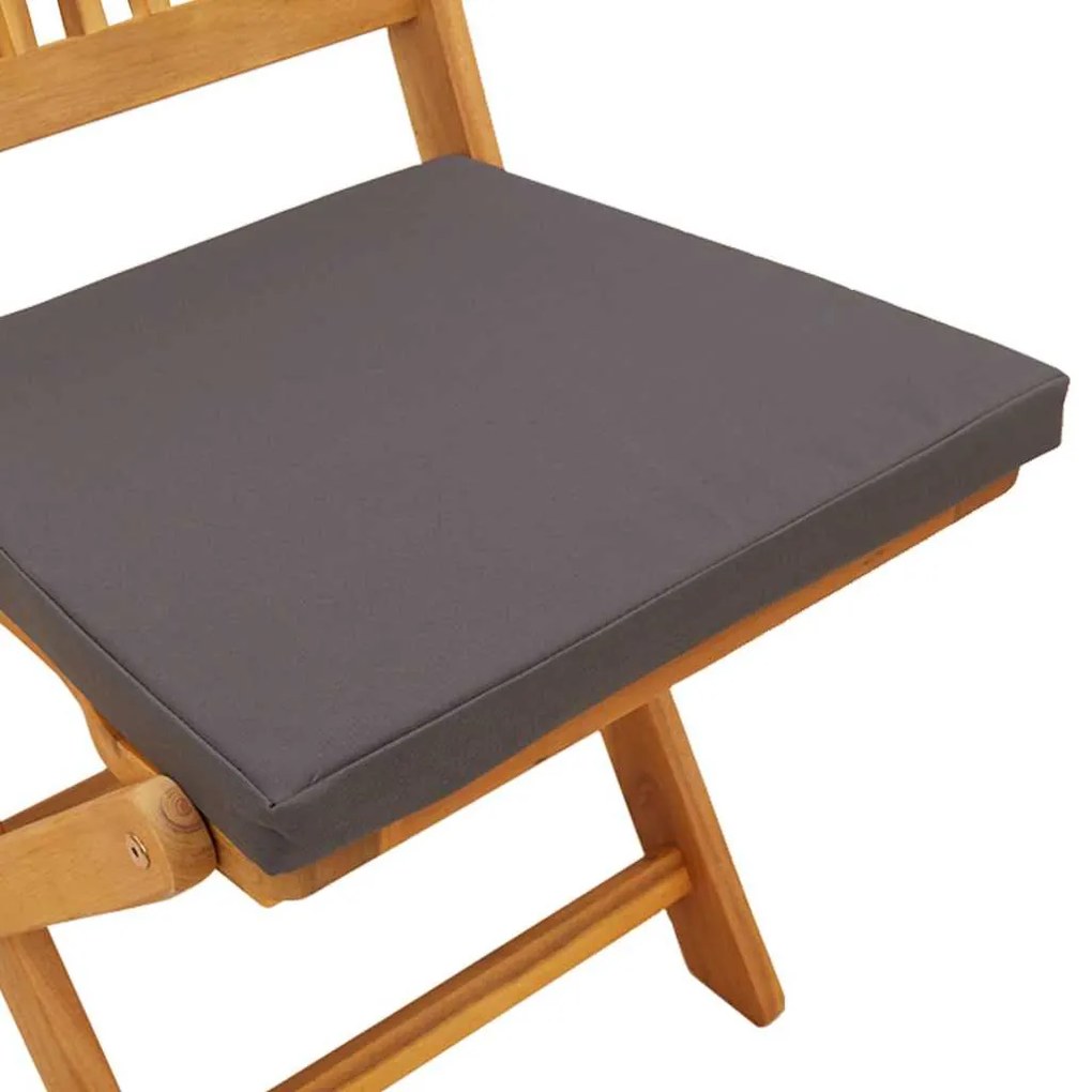 Cadeiras de Jardim Dobráveis vidaXL com Almofada Cinza 4pcs em Madeira