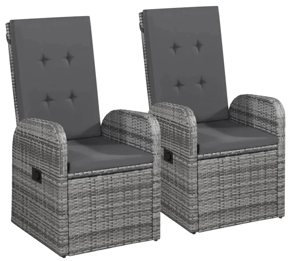 7 pcs conjunto de jantar para jardim com almofadões cinzento