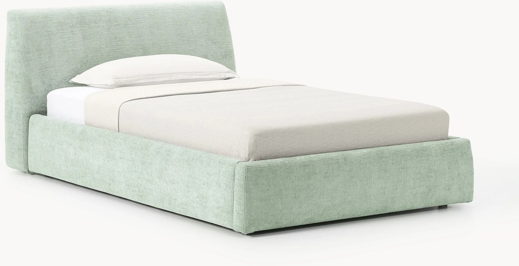 Cama de solteiro estofada com arrumação Cloud