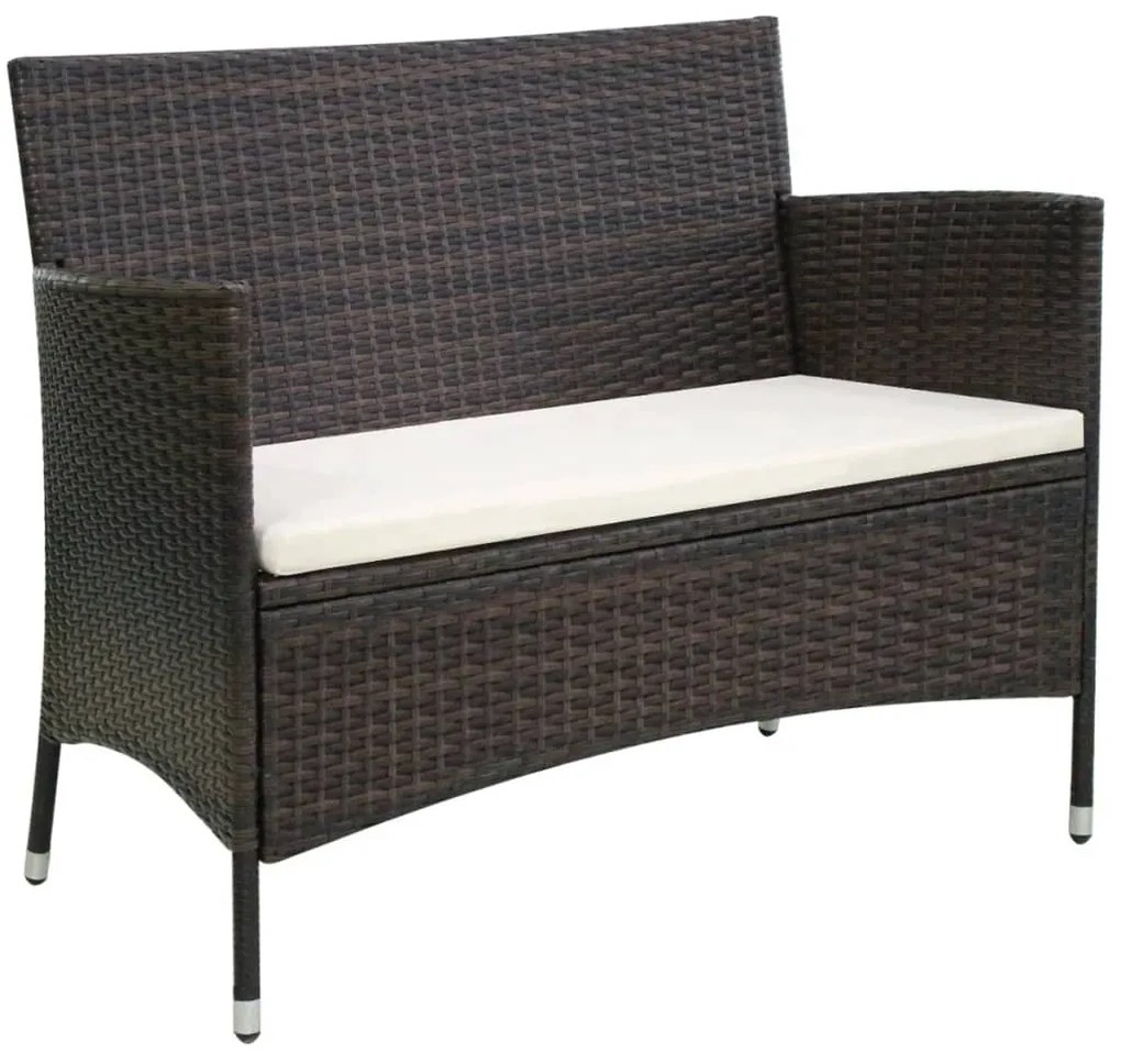 42581 vidaXL Banco de jardim 106 cm vime PE castanho