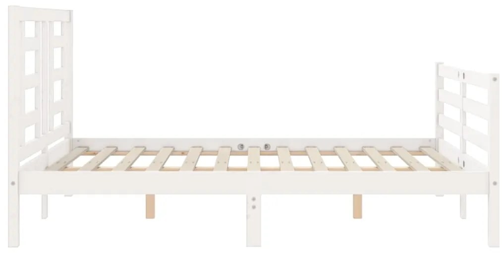 Estrutura de cama com cabeceira 140x200cm madeira maciça branco