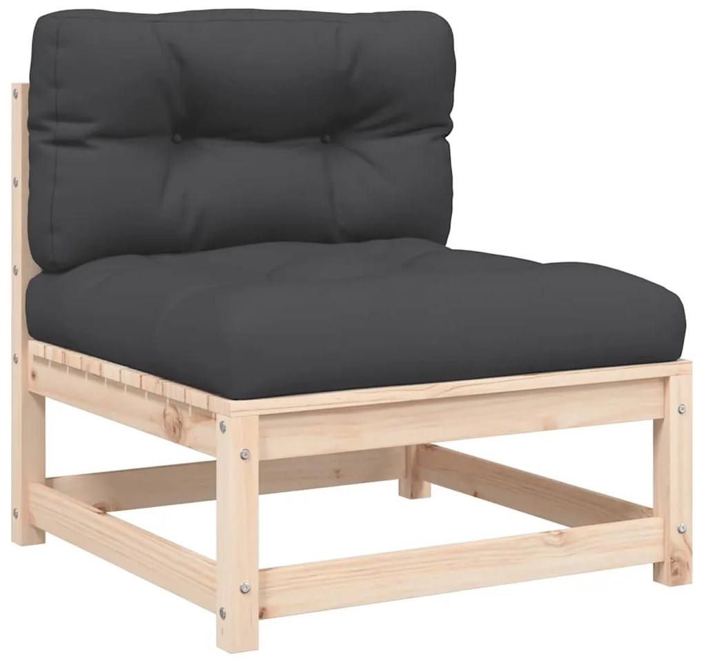 Sofás sem braços p/ jardim com almofadões 2 pcs pinho maciço