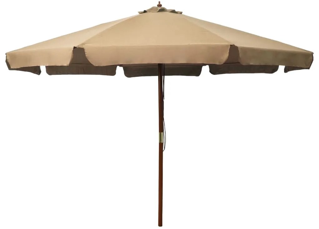 vidaXL Guarda-sol exterior c/ poste madeira 330 cm cinza-acastanhado