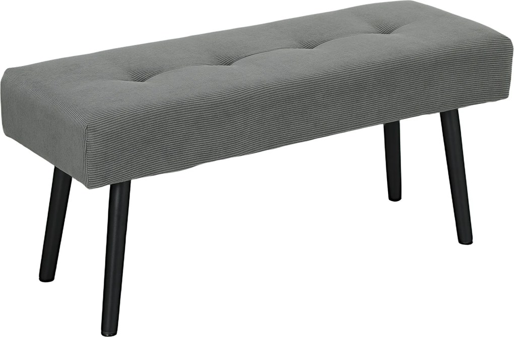 HOMCOM Banco de Pé de Cama Estofado em Bombazina com Assento Acolchoado, Design Capitoné e Pés de Aço para Quarto, Cinzento | Aosom Portugal