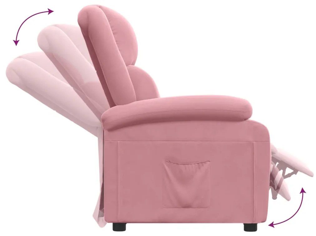 Poltrona reclinável veludo rosa