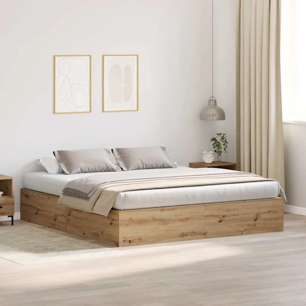 vidaXL Cama com armazenamento em carvalho artesanal 180x200 cm