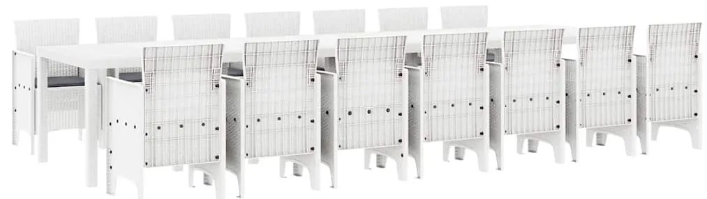 Conjunto de Jantar para Jardim 15 pcs Branco Grande Vime