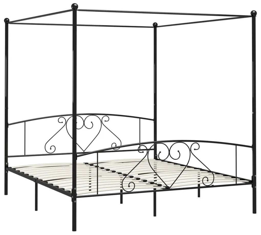 Estrutura de cama dossel 180x200 cm metal preto
