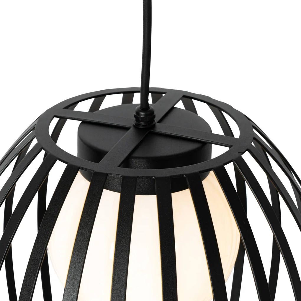 Candeeiro de suspensão design preto com opalino - Angela Design
