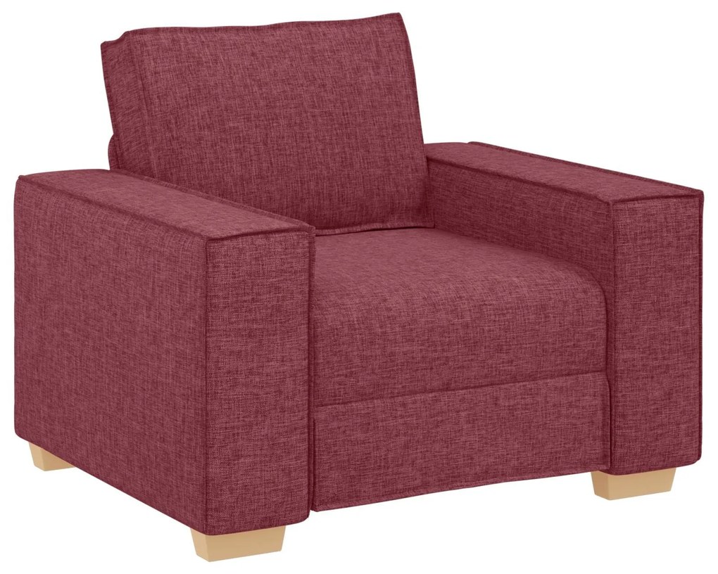 Conjunto de Sofá de 3 Peças com Almofadas Vermelho Vinho