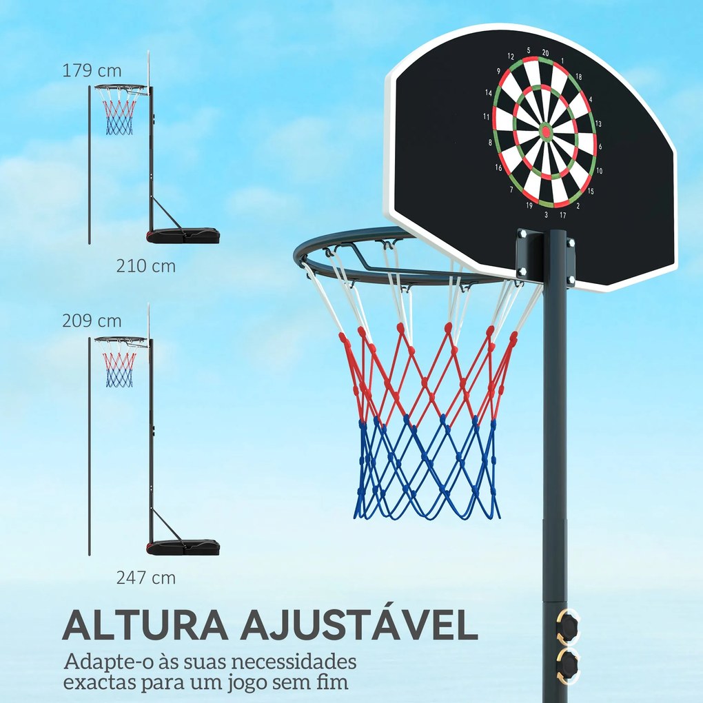 SPORTNOW Tabela de Basquetebol para Exterior com Alvo de Dardos Tabela
