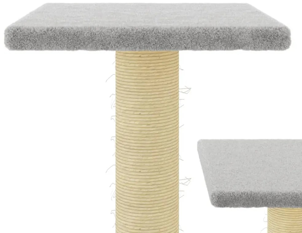 Árvore p/ gatos c/ postes arranhadores sisal 61 cm cinza-claro