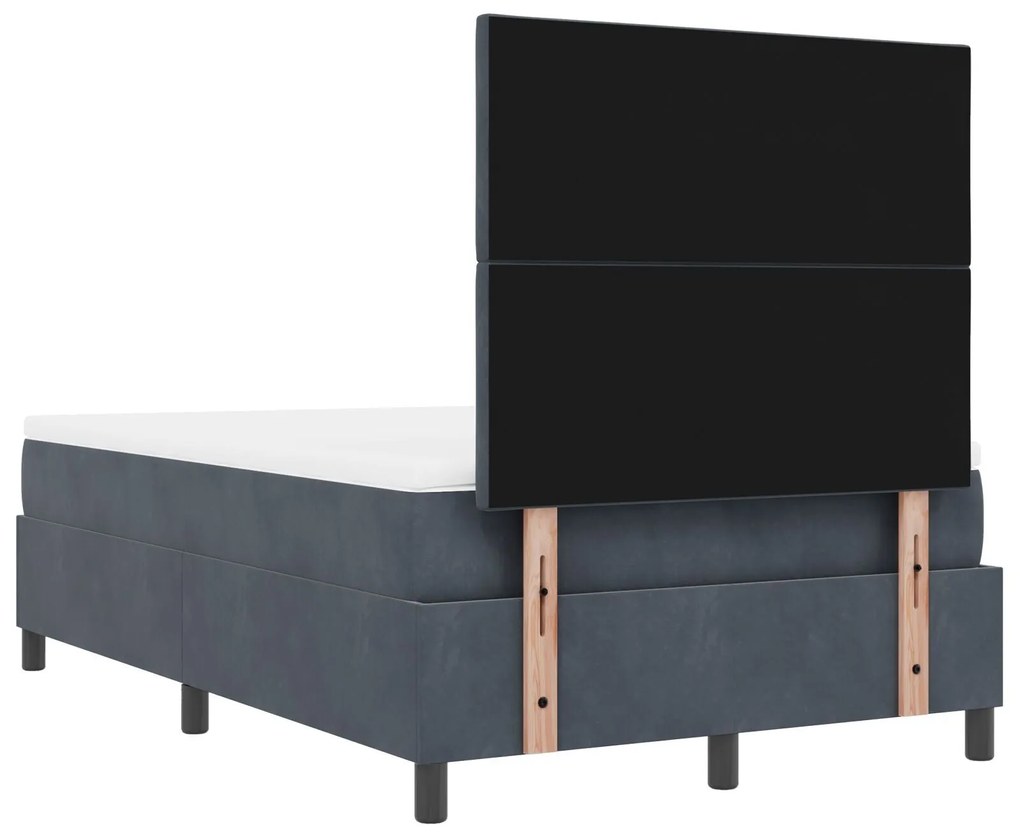 Cama Box com Colchão e Banco Cinza Escuro 120x200 cm Veludo