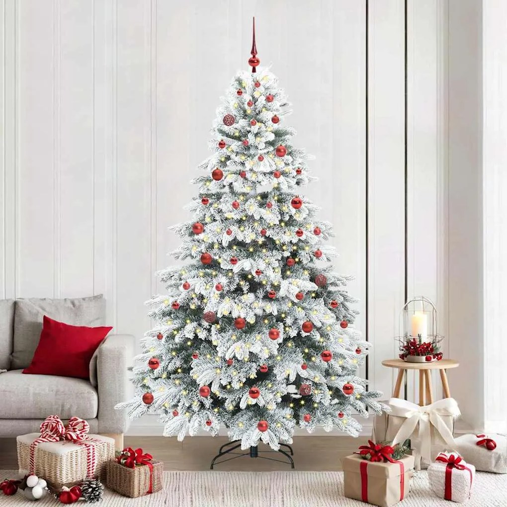 vidaXL Árvore de Natal Artificial com 300 LEDs Branco 210 cm PE e PVC