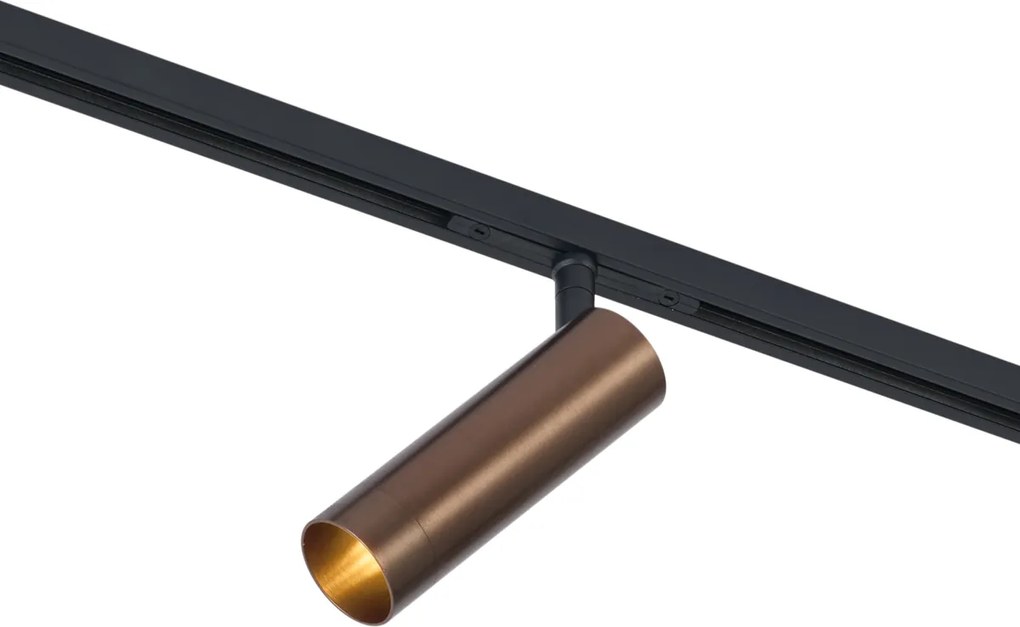 Sistema de calhas de iluminação moderno com 6 focos e 4 candeeiros suspensos Easylift bronze escuro monofásico - Slimline Uzzy Tira