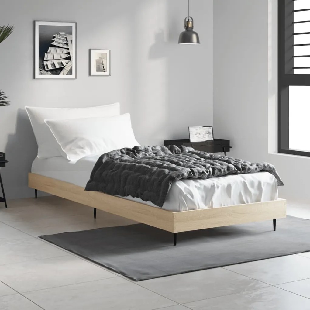 vidaXL Estrutura cama s/ colchão derivados de madeira carvalho sonoma