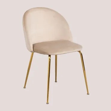 Cadeira De Jantar Estofada E Em Aço Kana Design Dourado & Velluto Castanho Trigo & Veludo - Sklum