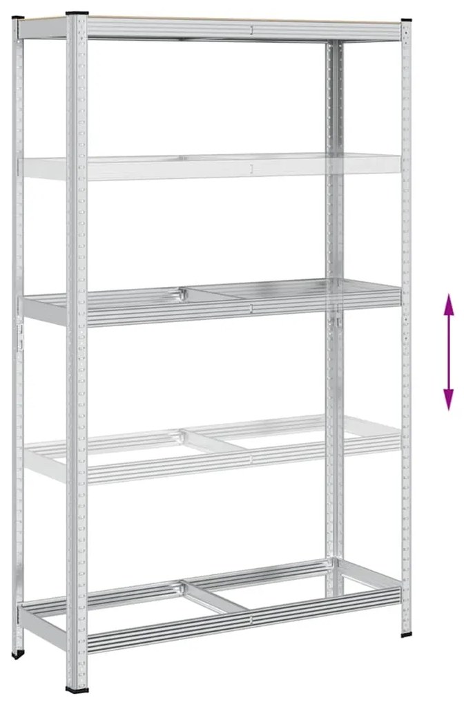 Prateleira para pneus de 2 camadas prateada 110x40x180 cm aço