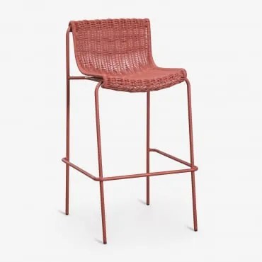 Banqueta Alta Em Vime Sintético E Aço Revia Terracota & ↑75 Cm - Sklum