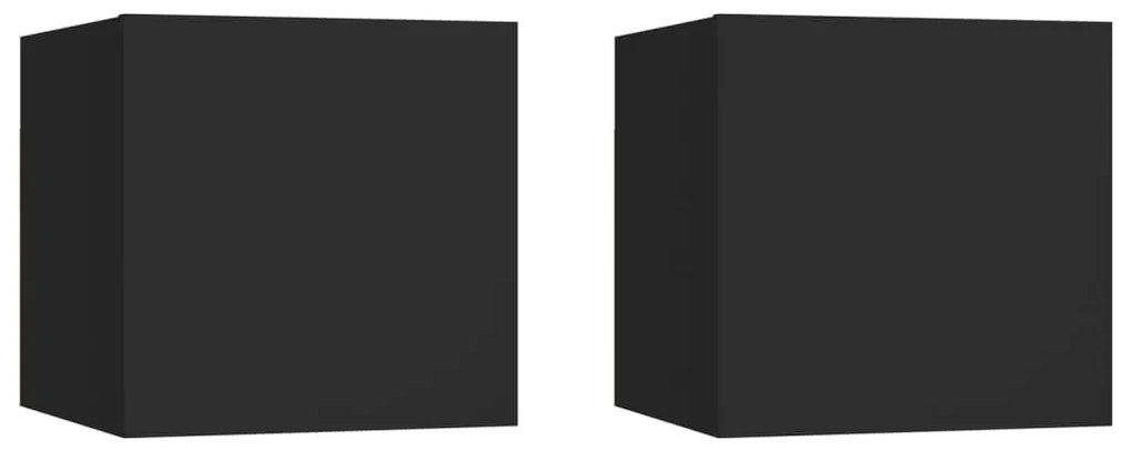 vidaXL Mesas de cabeceira 2 pcs 30,5x30x30 cm derivados madeira preto