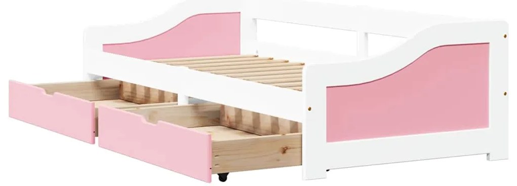 Sofá-cama com 2 gavetas sem colchão 90x200 cm IRUN branco&rosa