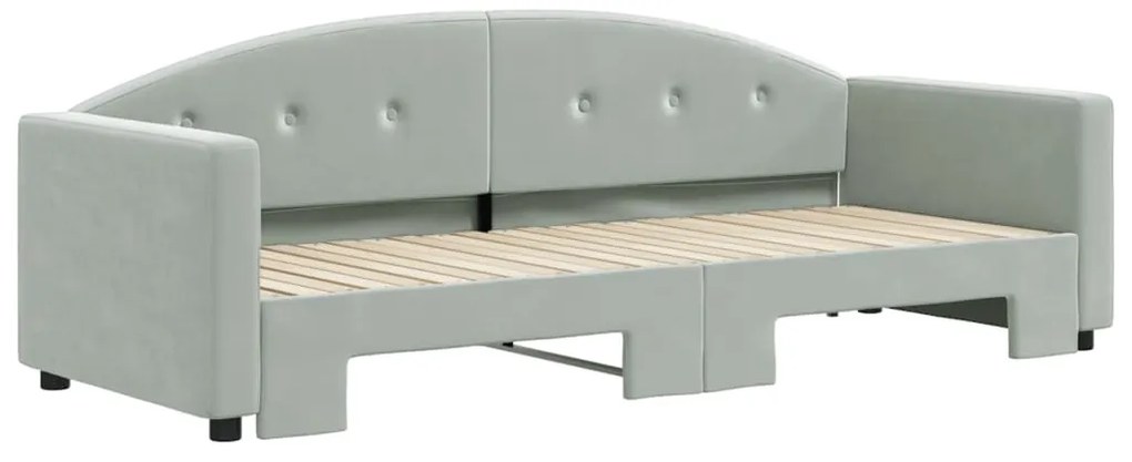 Sofá-cama com gavetão 80x200 cm veludo cinzento-claro