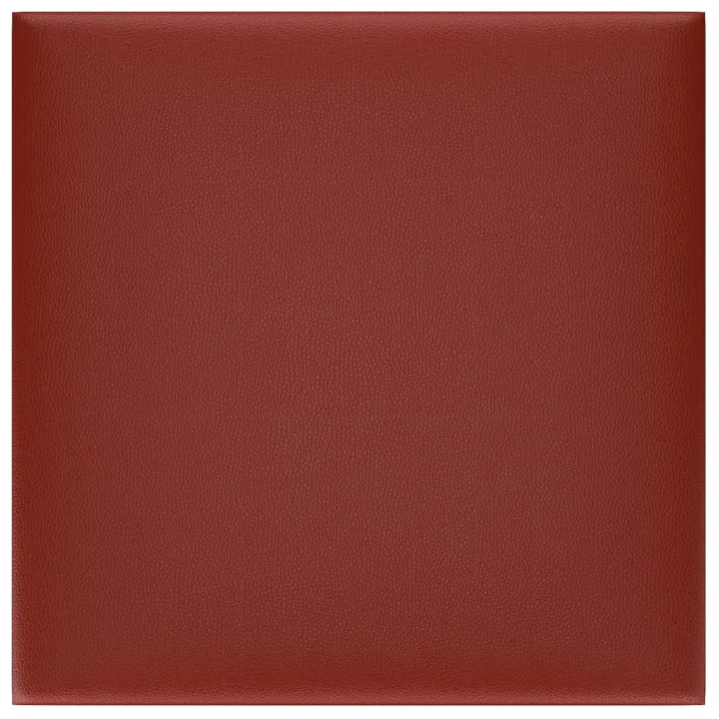 Painel parede 12 pcs 30x30cm couro art. 1,08 m² vermelho tinto