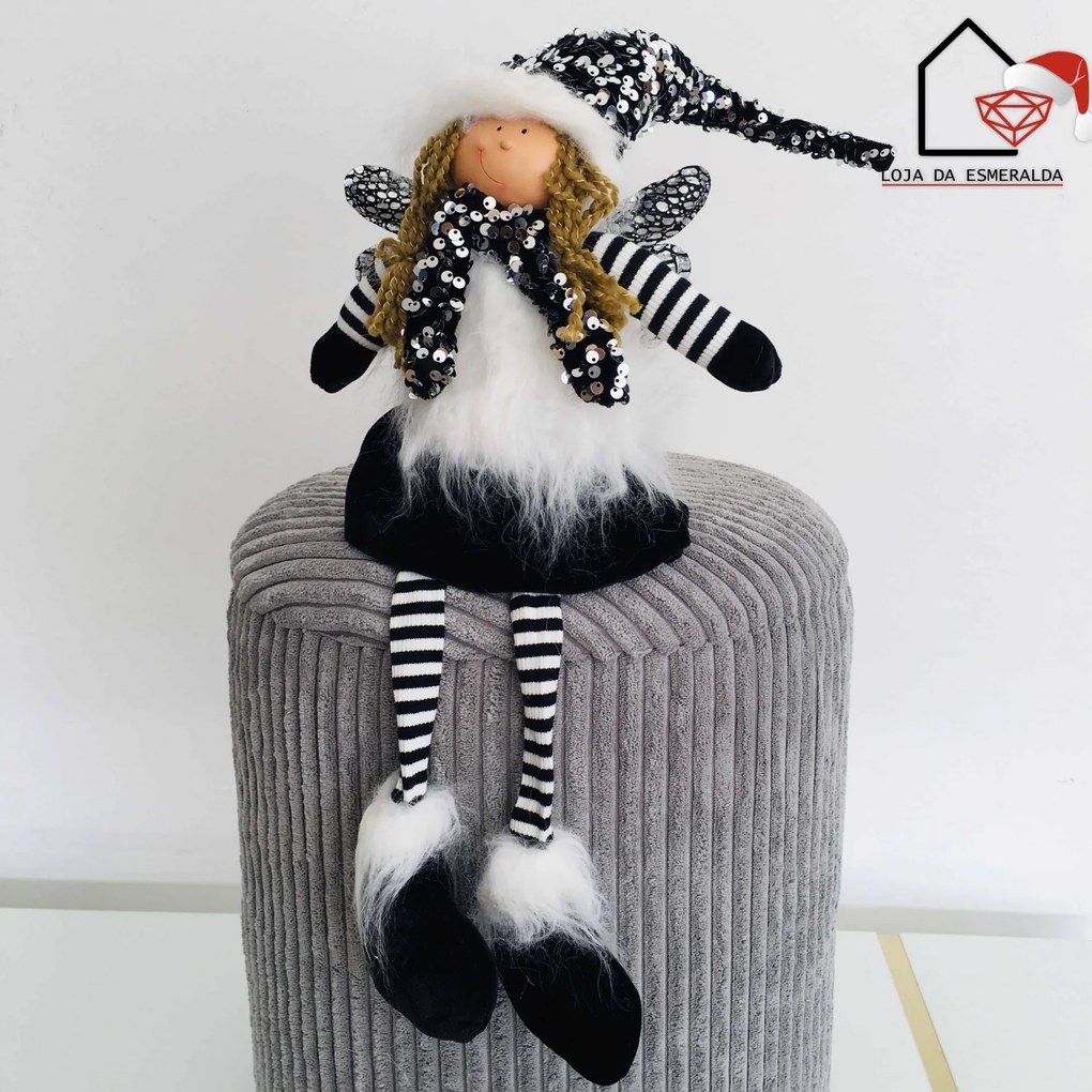 Boneca Natalícia Sentada | White&amp;Black