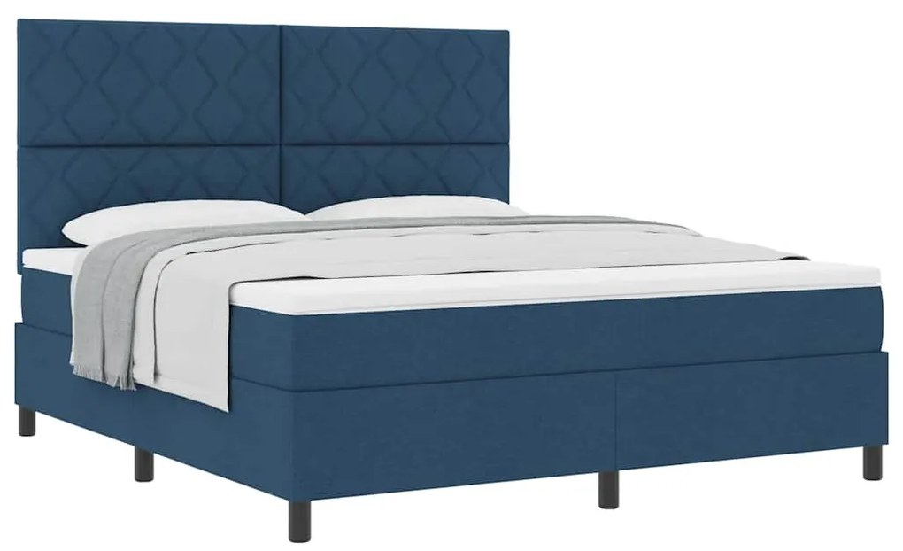 Cama Box Spring com Colchão Azul Super King Tecido