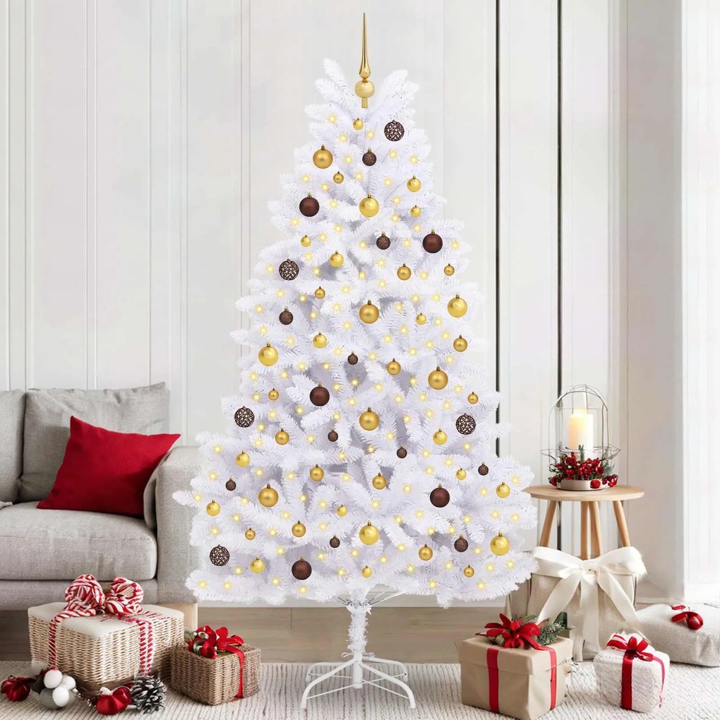 vidaXL Árvore de Natal Artificial Branco 106 x 106 x 210 cm