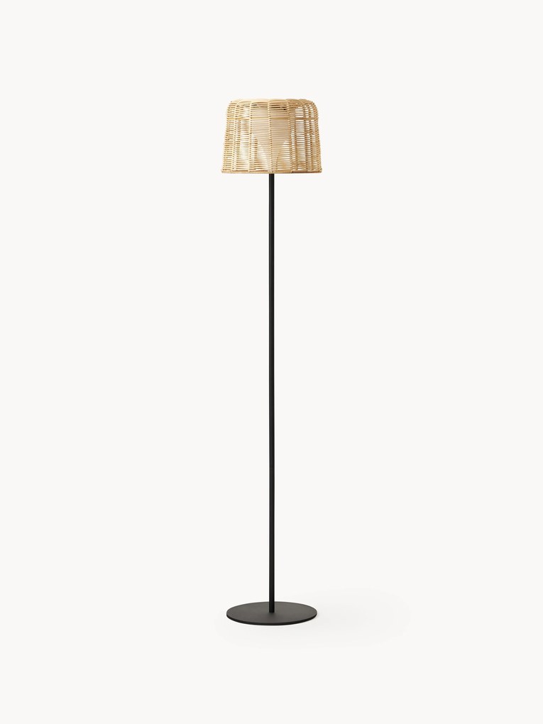 Indoor & Outdoor Solar LED Table Lamp Kyra with Rattan Lampshade