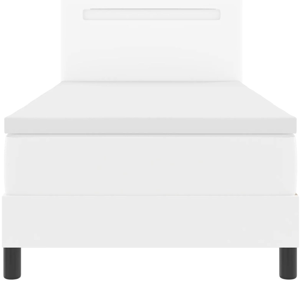 Cama Box Spring vidaXL com colchão Branca Solteiro Couro Sintético