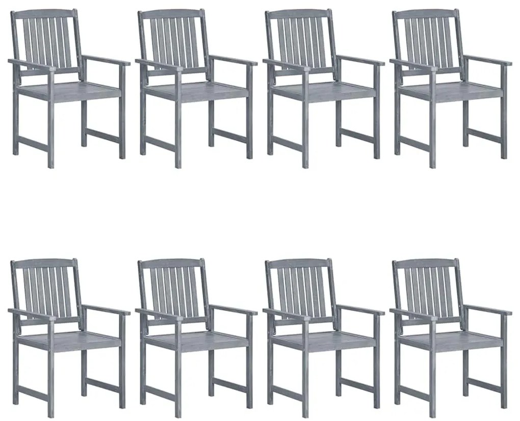 Cadeiras de jardim c/ almofadões 8 pcs acácia maciça cinzento