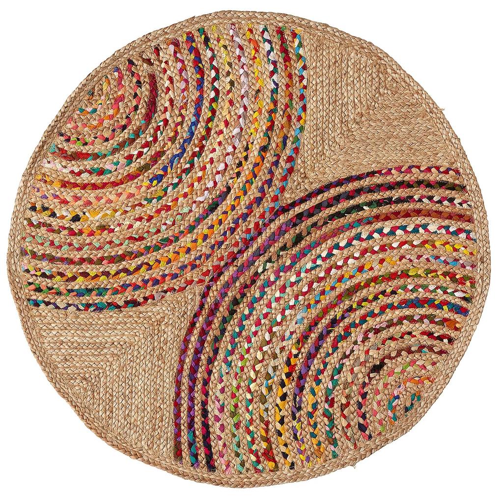 Kave Home - Tapete redondo Graciela de juta e algodão multicolor Ø 100 cm