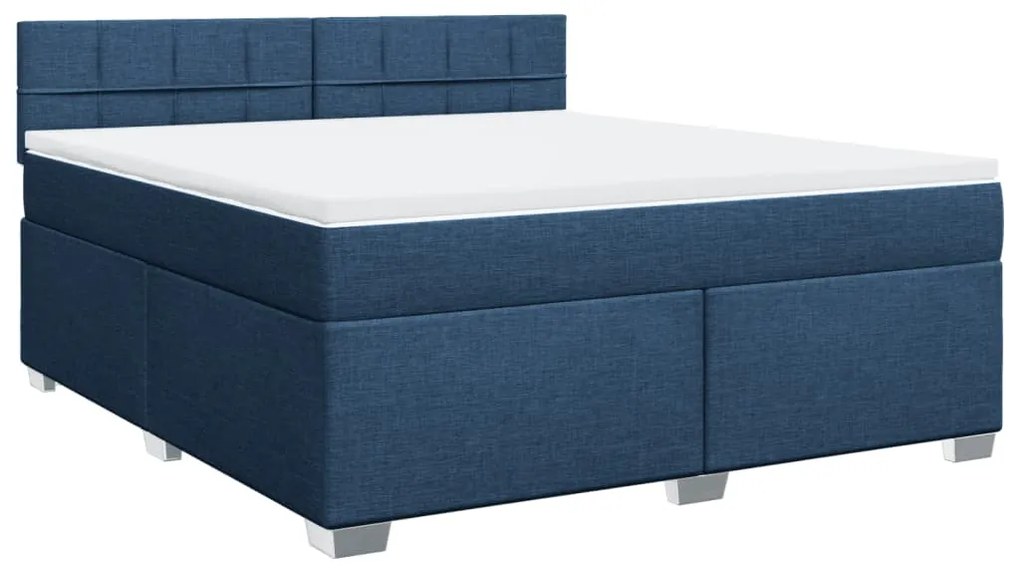 Cama com molas/colchão 180x200 cm tecido azul
