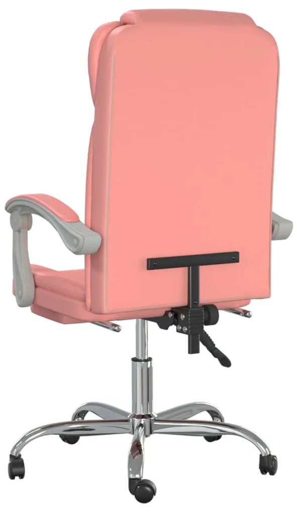 Cadeira de escritório reclinável couro artificial rosa