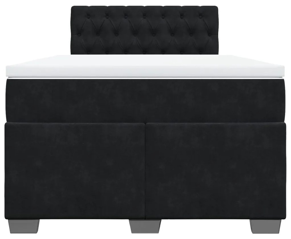 Cama boxspring com colchão 120x200 cm veludo preto