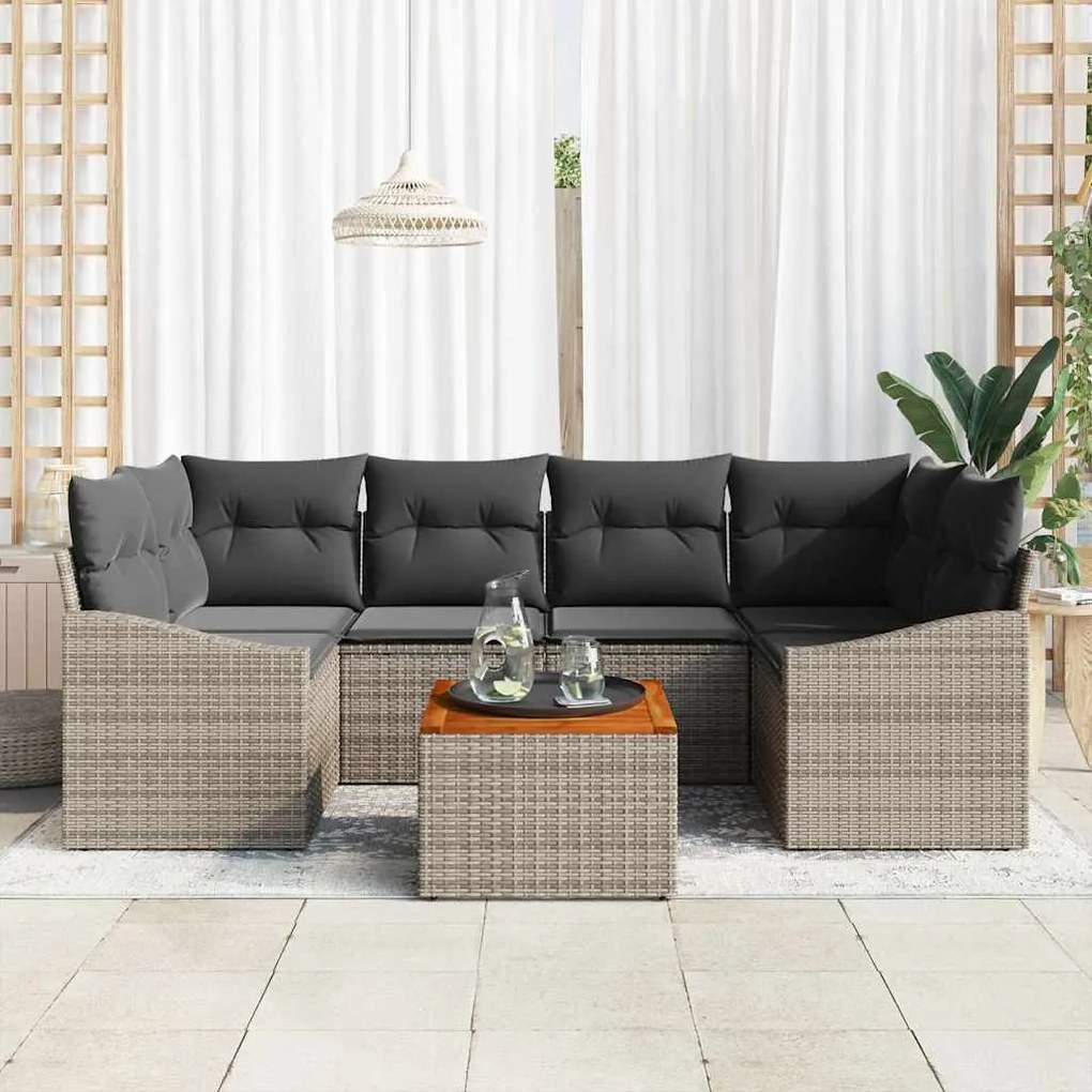 Conjunto de Sofá de Jardim 7 pcs Cinzeto 55 x 55 x 37 cm