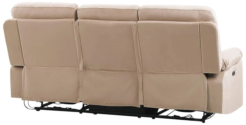 Sofá reclinável de 3 lugares veludo creme com LED e entrada USB BERGEN Beliani