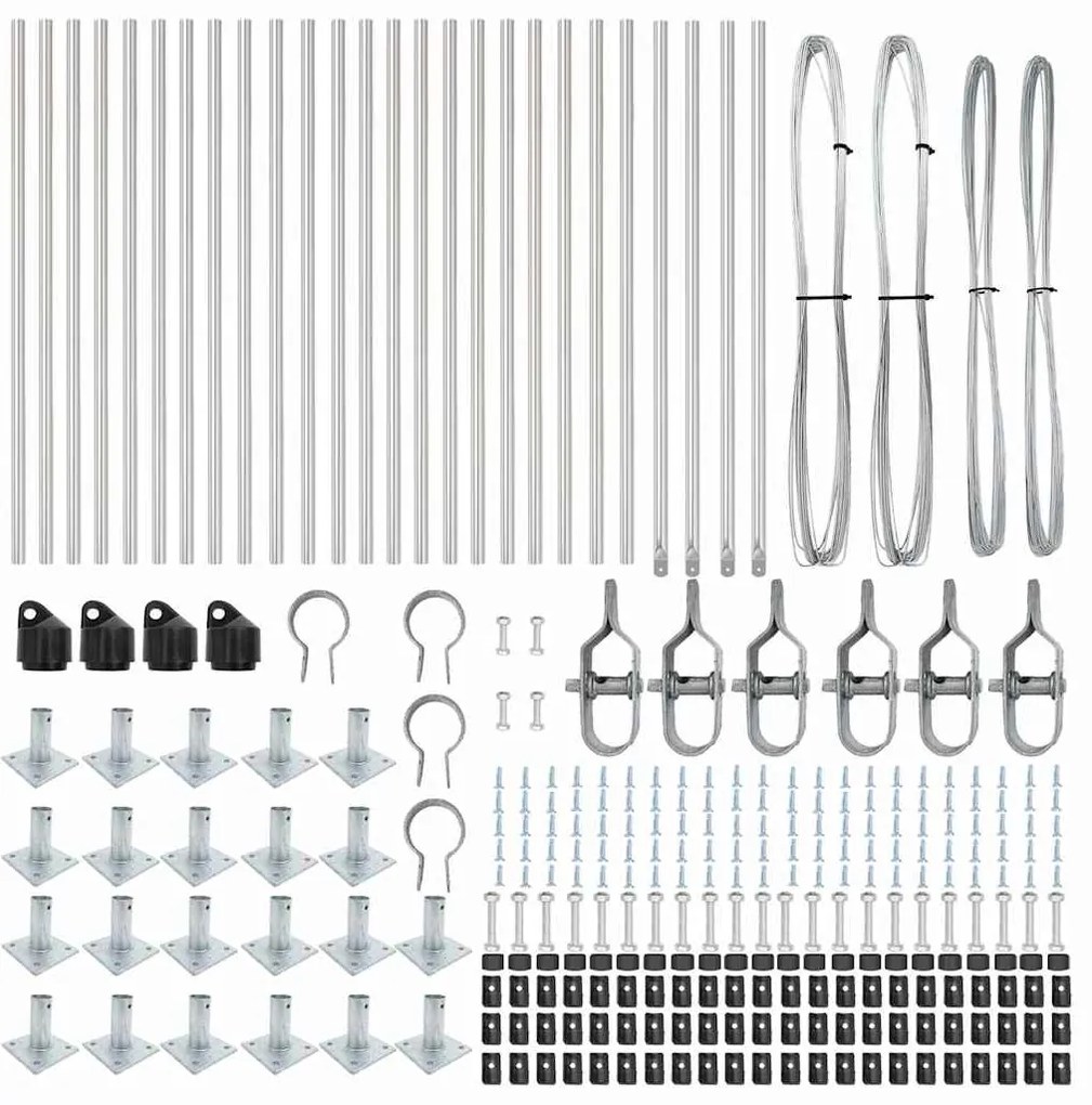 Postes de Cerca com Bases 26 pcs Ø32mm 90cm em Aço Galvanizado.